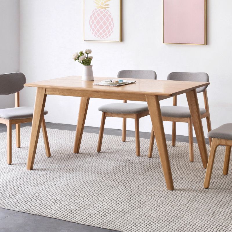 Natural Modern Rectangular Oak Tabletop Dining Table with 4 Legs